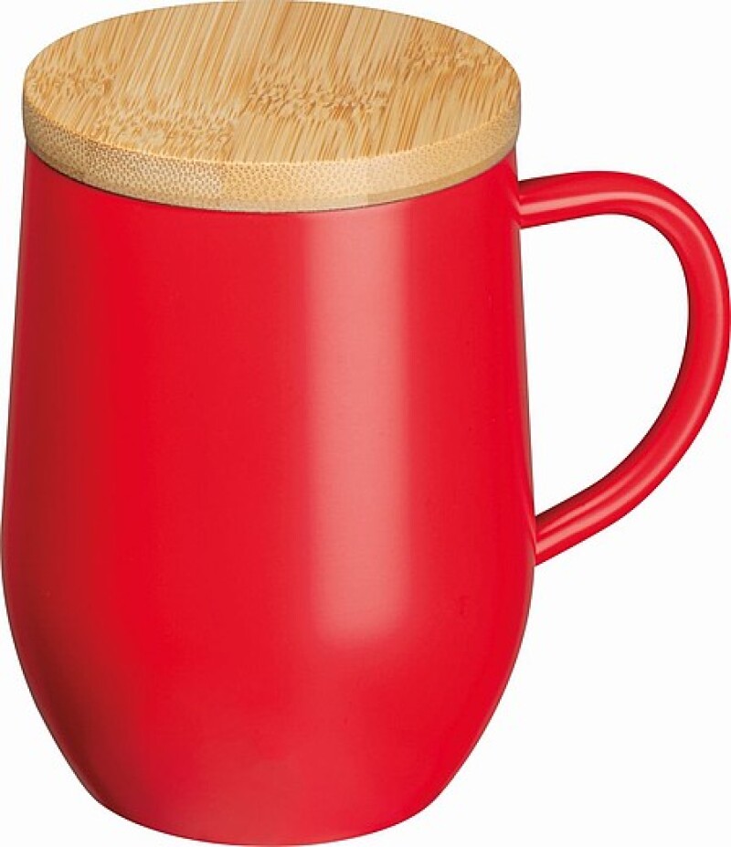 Dvoustěnný nerezový hrnek s víčkem, 300ml, červený