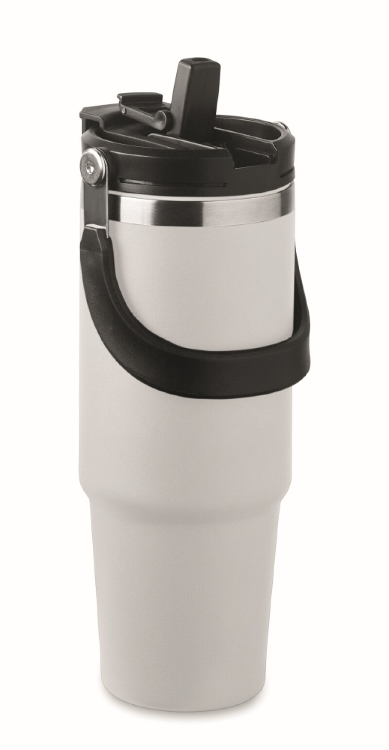 PITESTI Dvoustěnný XXL hrnek z recyklované nerezové oceli, 850 ml, bílá