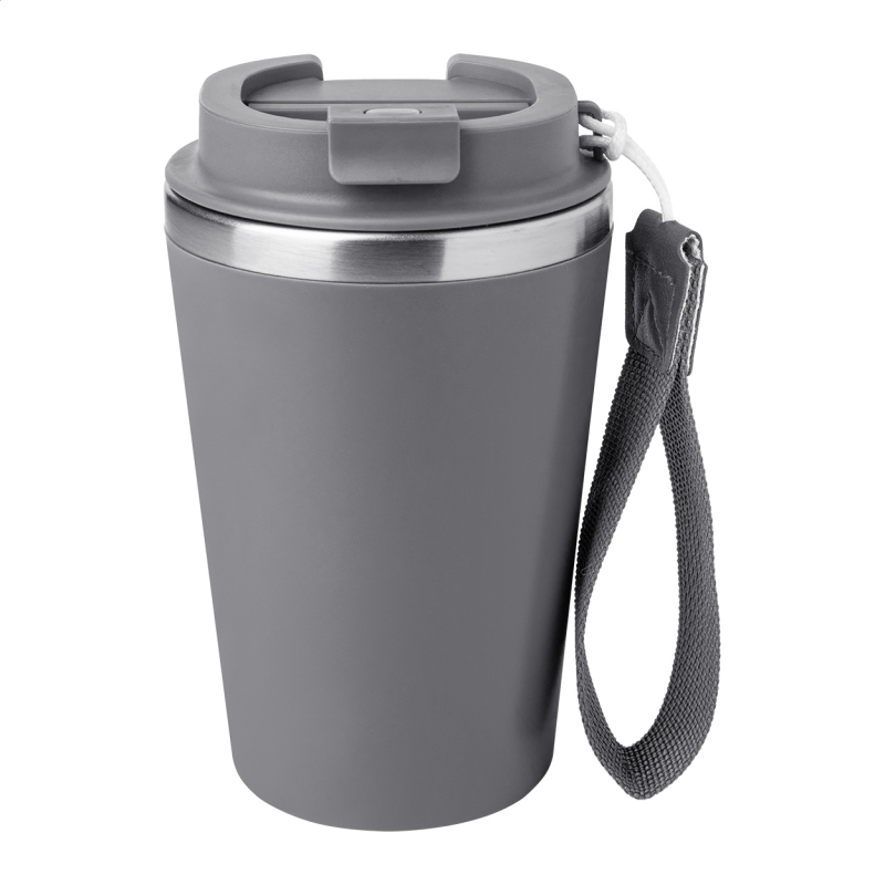 Dvoustěnný termohrnek s popruhem 350 ml, šedá