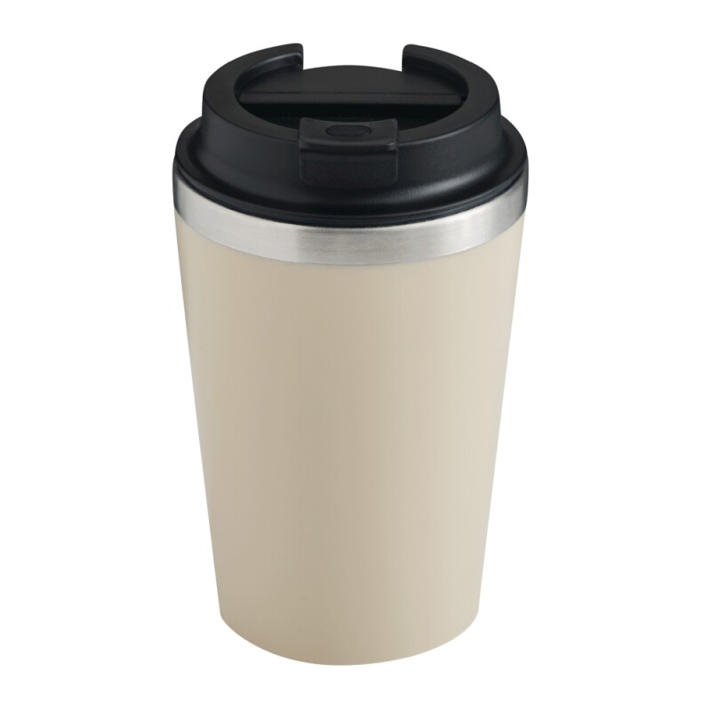 Dvouvrstvý termohrnek s víčkem, 350ml, uvnitř nerezový, zvenku plastový, béžová
