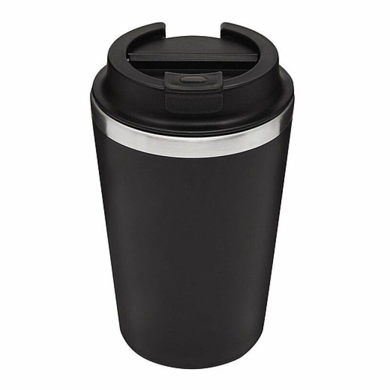 Dvouvrstvý termohrnek s víčkem, 350ml, uvnitř nerezový, zvenku plastový, černý