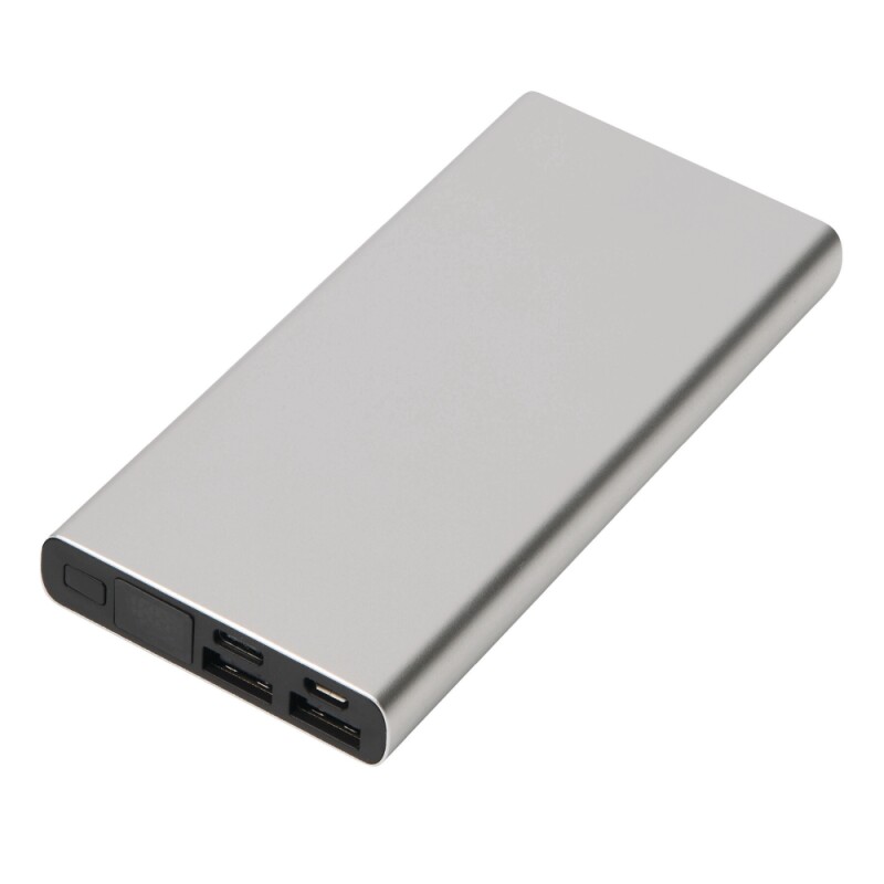 Hliníková powerbanka 10 000 mAh, stříbrná