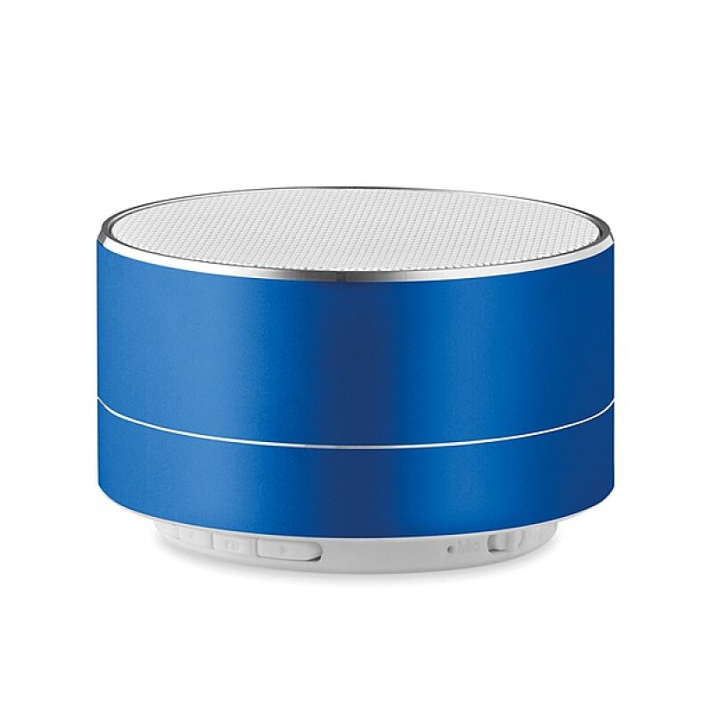 Hliníkový bluetooth reproduktor se světlem na spodní straně, modrý