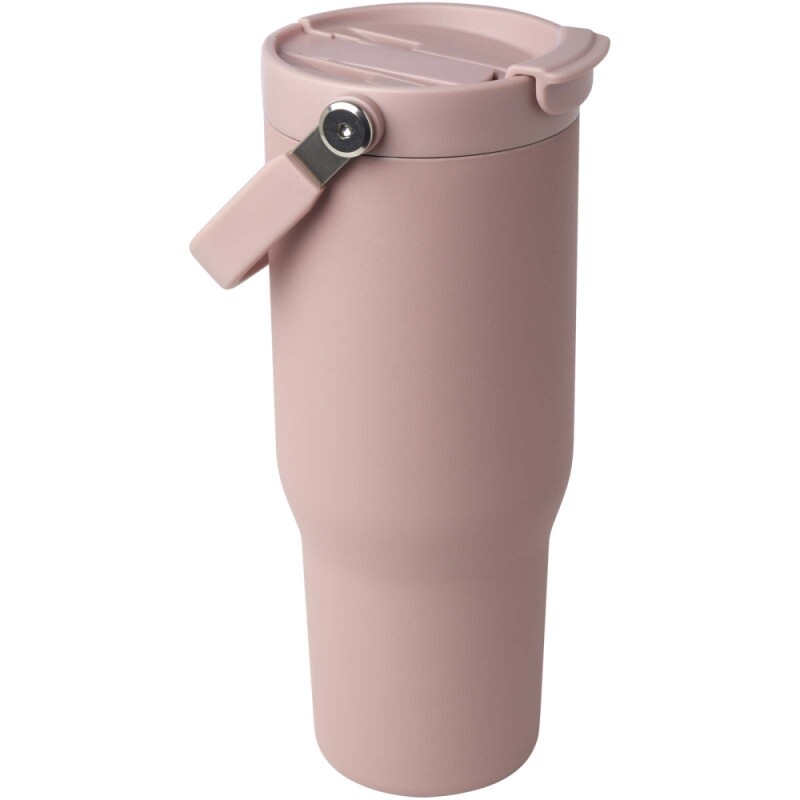 Termohrnek s vakuovou a měděnou izolací 900 ml z recyklované nerezové oceli s víčkem s dvojitou funkcí, jemně růžová