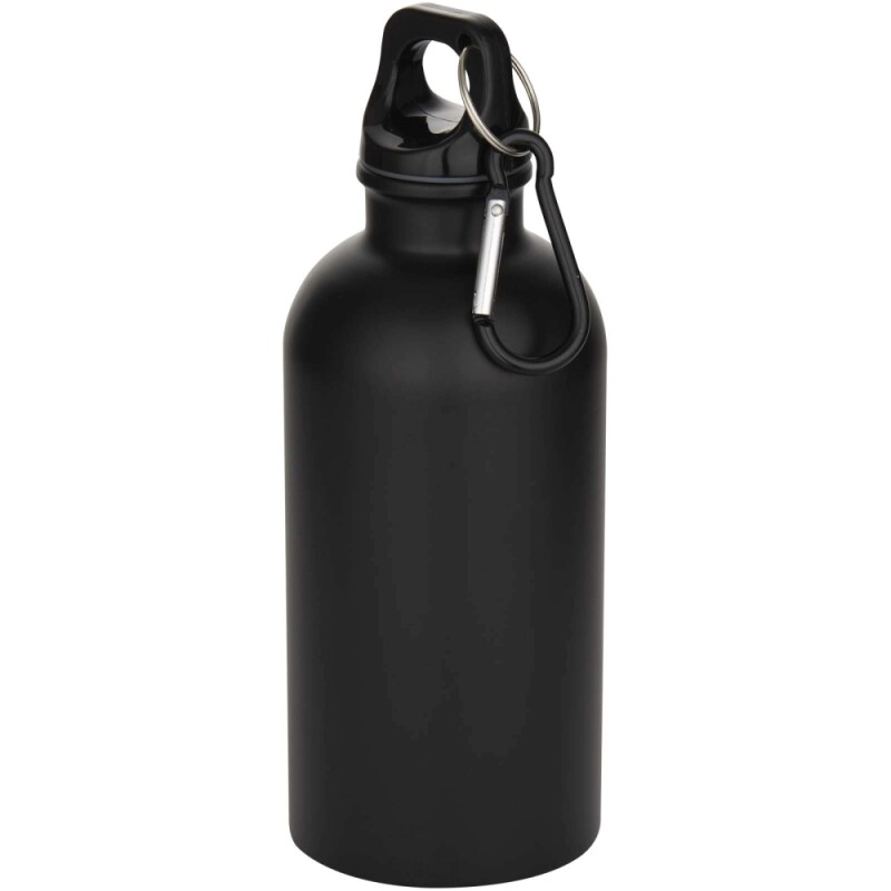 Jednostěnná láhev na vodu z nerezové oceli s karabinou a matnou povrchovou úpravou 400ml , černá