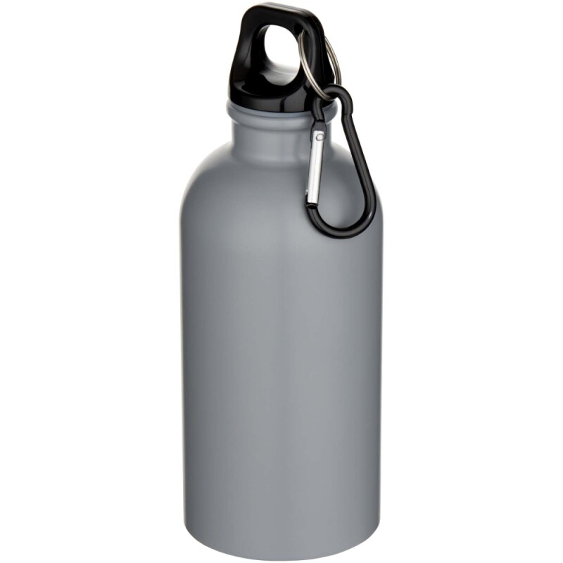 Jednostěnná láhev na vodu z nerezové oceli s karabinou a matnou povrchovou úpravou 400ml , šedá