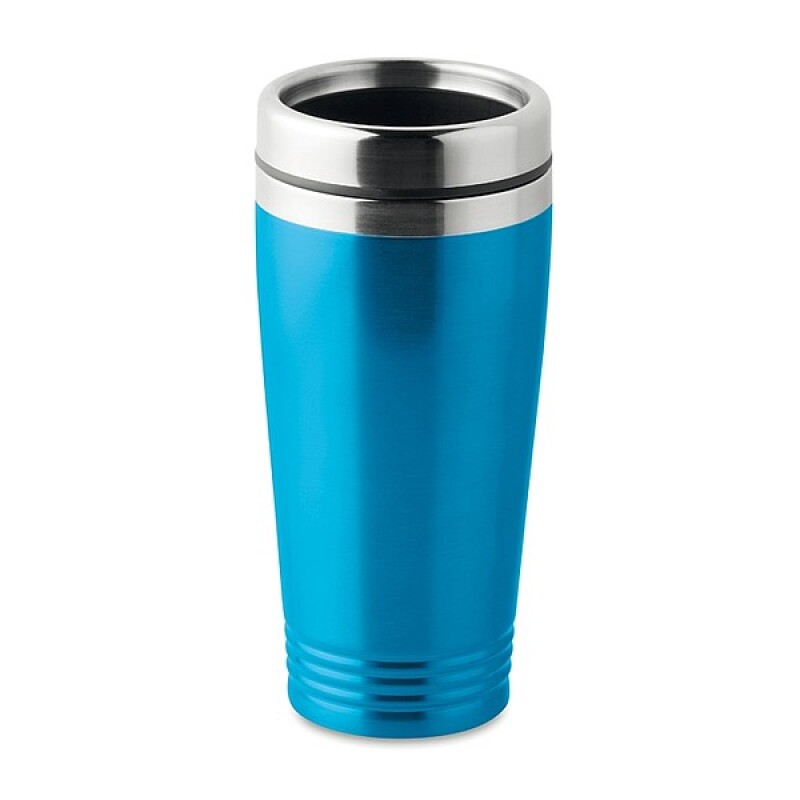 KAKADU Dvoustěnný termohrnek, nerezový s plastovým víčkem, objem 400 ml, tyrkysová