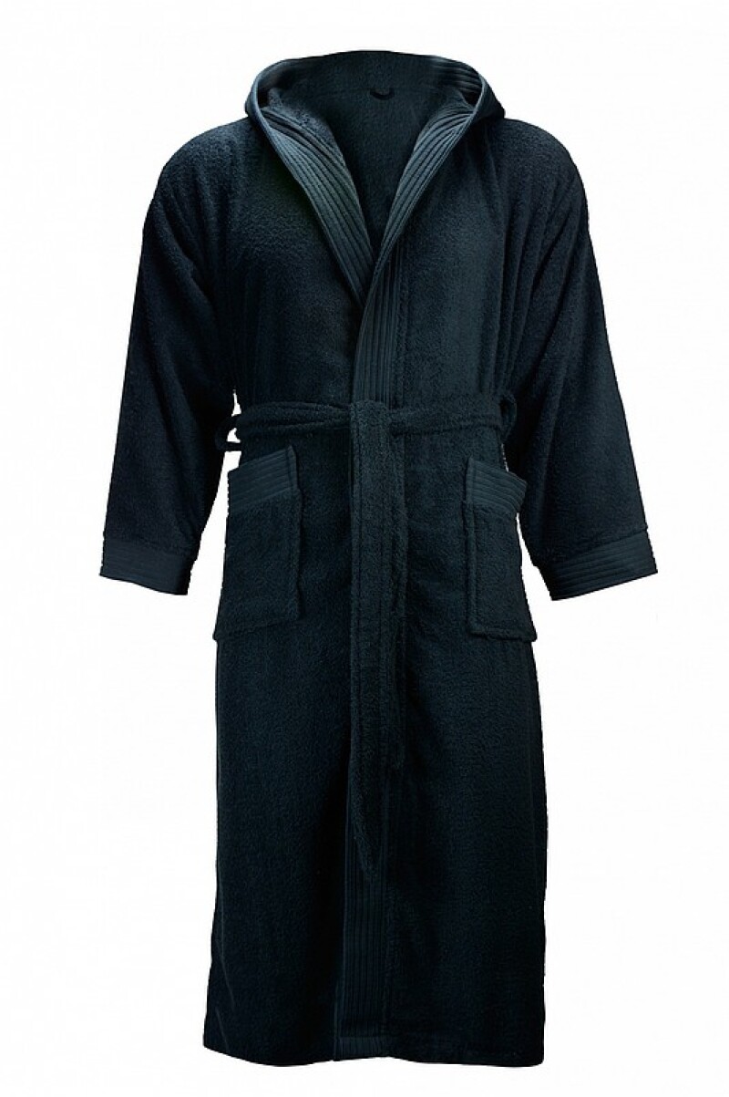 KALEBA Kvalitní župan s kapucí, černá, L/XL
