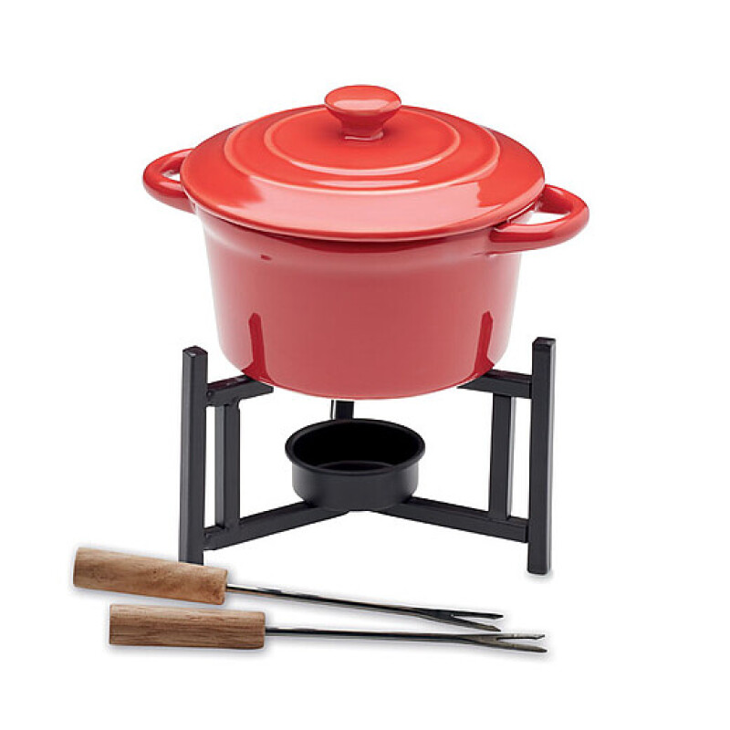 Keramická sada na fondue, červená