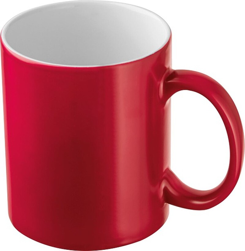 Keramický hrnek, 300ml, uvnitř bílý, z venku červený