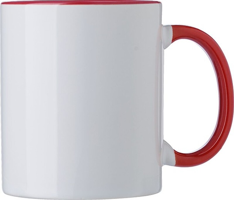 SUPREME Keramický hrnek k sublimaci, 300 ml, bílý s červeným vnitřkem a uchem