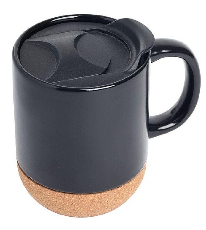 Keramický hrnek s korkovým dnem, 350ml, černý