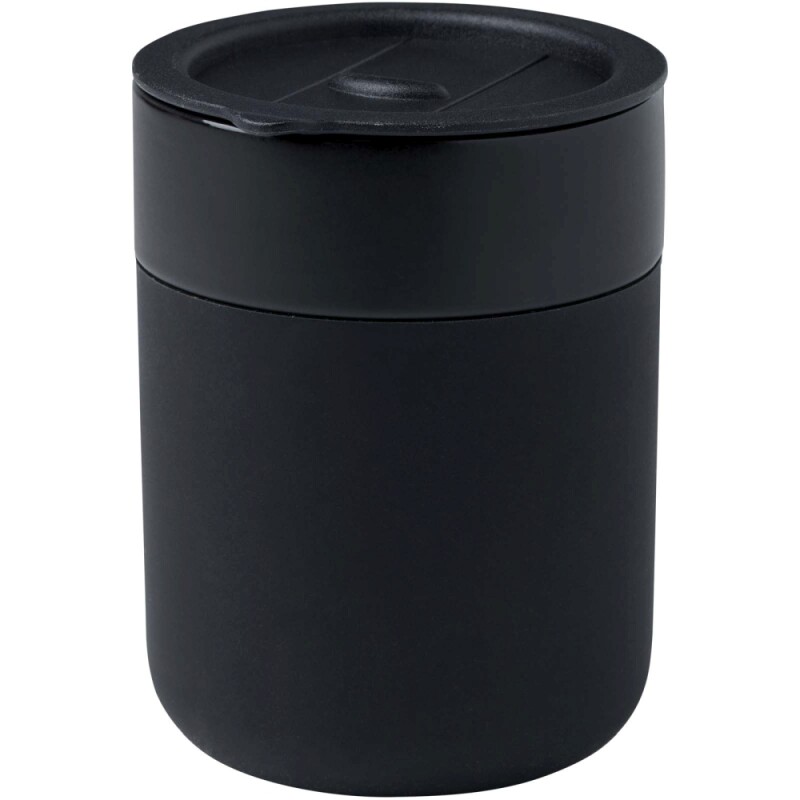 Keramický kelímek se silikonovým obalem a plastovým víčkem 330ml, černá