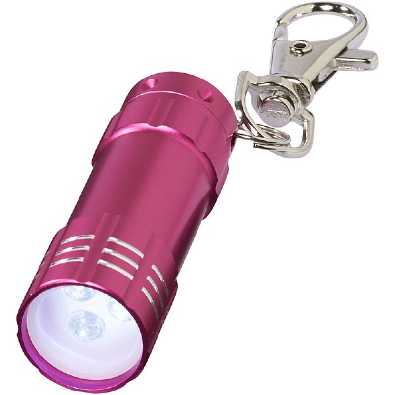 Kovová klíčenka se 3 bílými LED světly, modrá