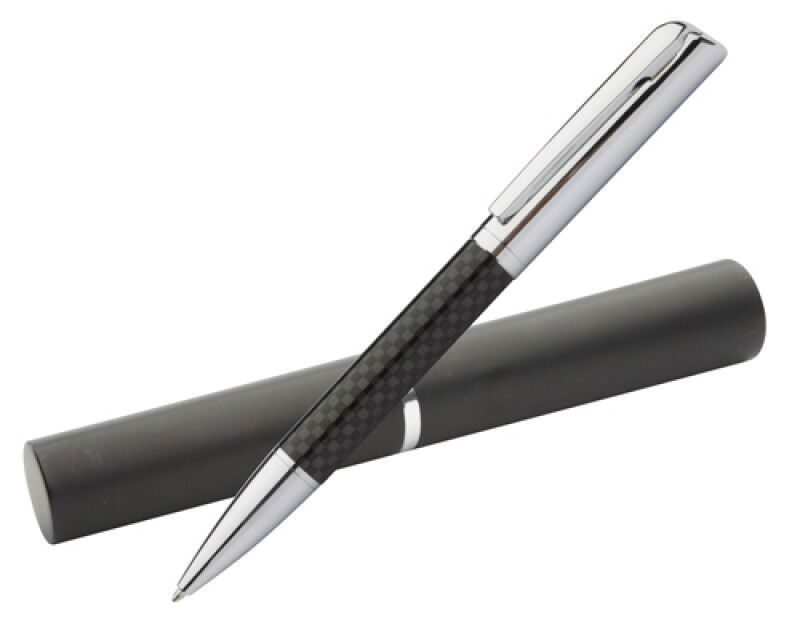 Kovové KP v karbonovém designu, v krabičce, modrá náplň