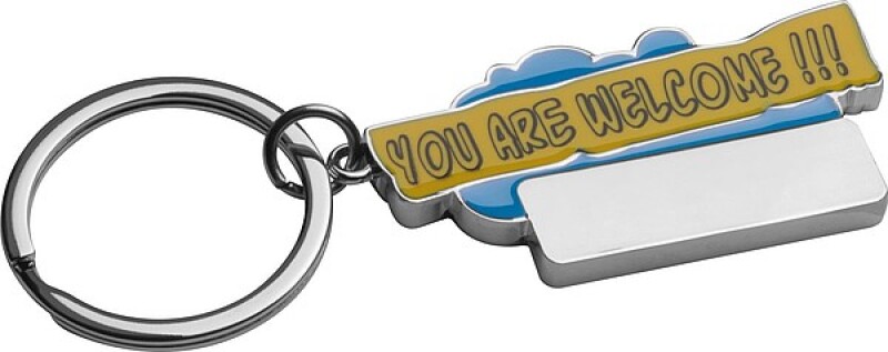Kovový přívěsek na klíče "You are welcome ", modrý