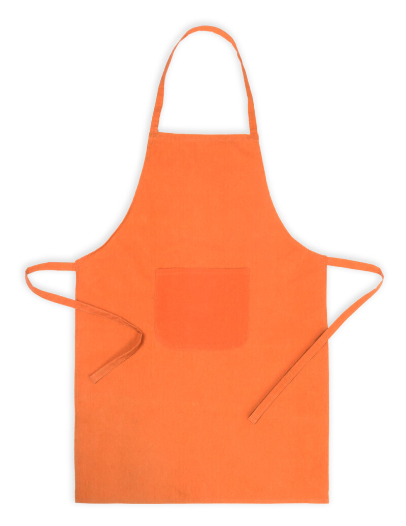 Kuchyňská zástěra s přední kapsou, oranžová