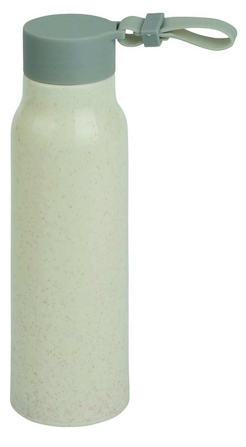 Láhev na pití, 300ml, vyrobená ze skla a plastu, béžová
