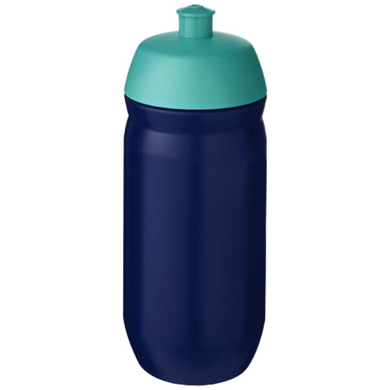 Láhev na pití 500ml, tělo je modré z pružného plastu, víčko je tyrkysové