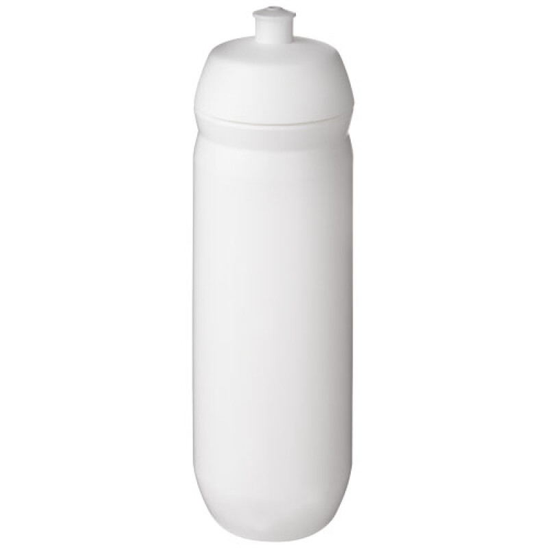 Láhev na pití 750ml, tělo je bílé z pružného plastu, víčko je bílé