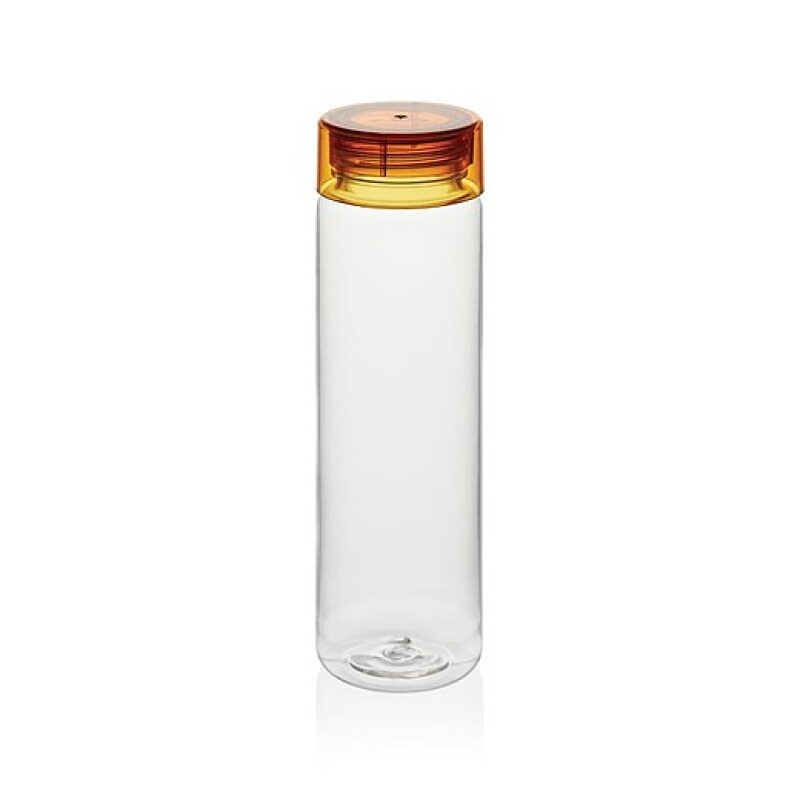 Láhev na pití z RPET, 600ml, transparentní s oranžovým víčkem