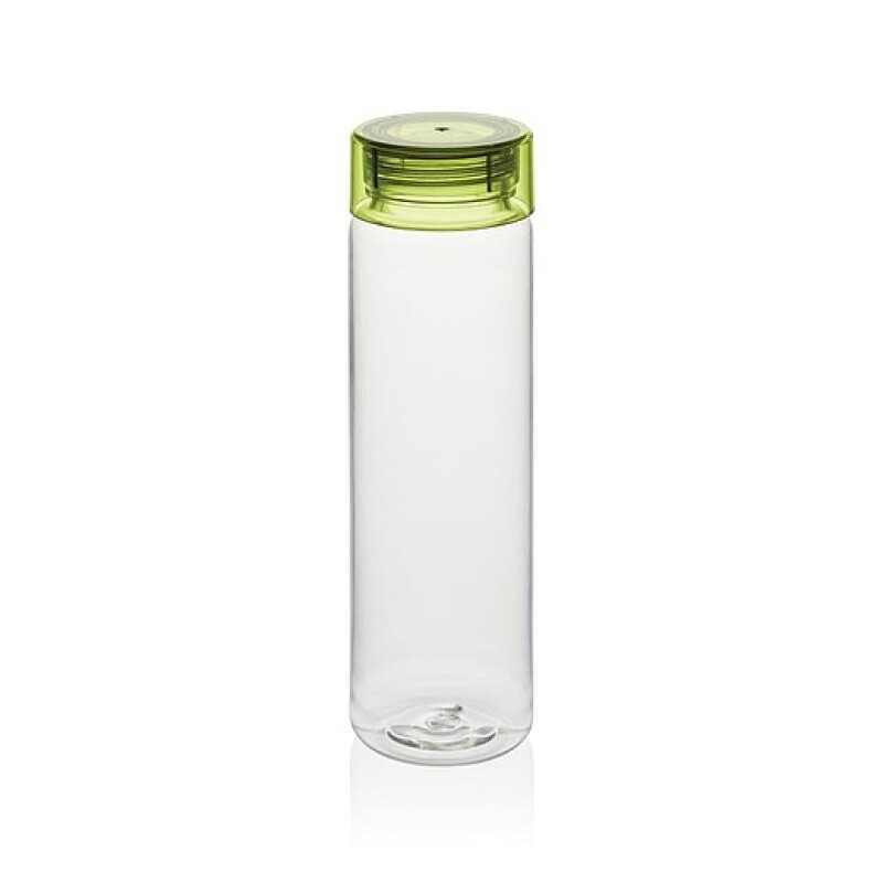 Láhev na pití z RPET, 600ml, transparentní se zeleným víčkem