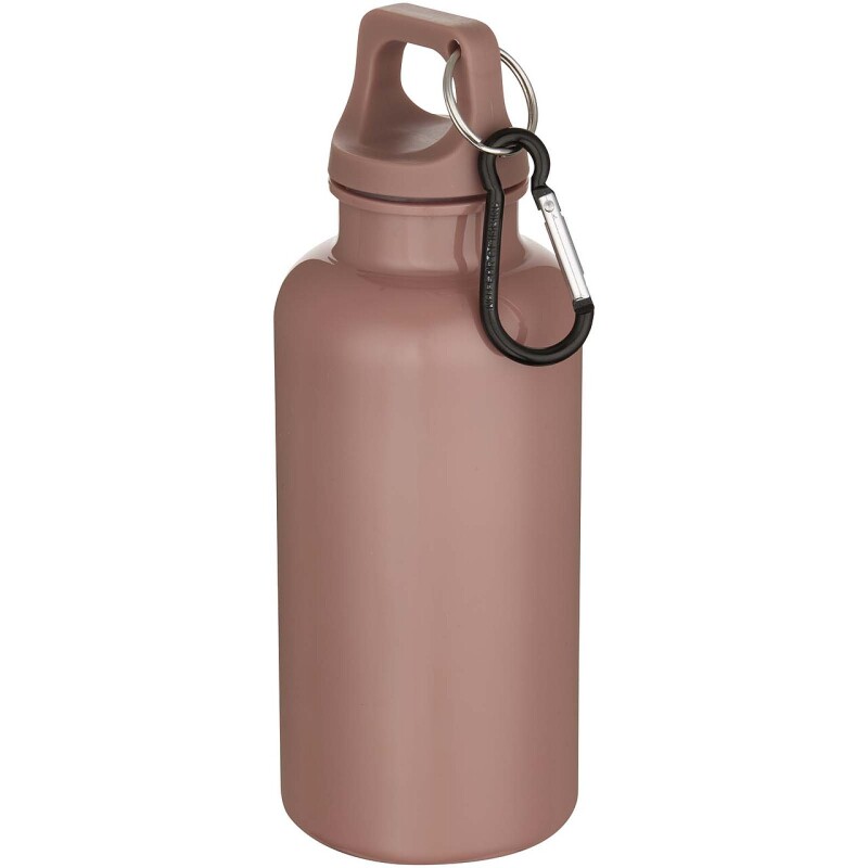 Láhev na vodu s karabinou z recyklovaného plastu 400 ml, jemně růžová