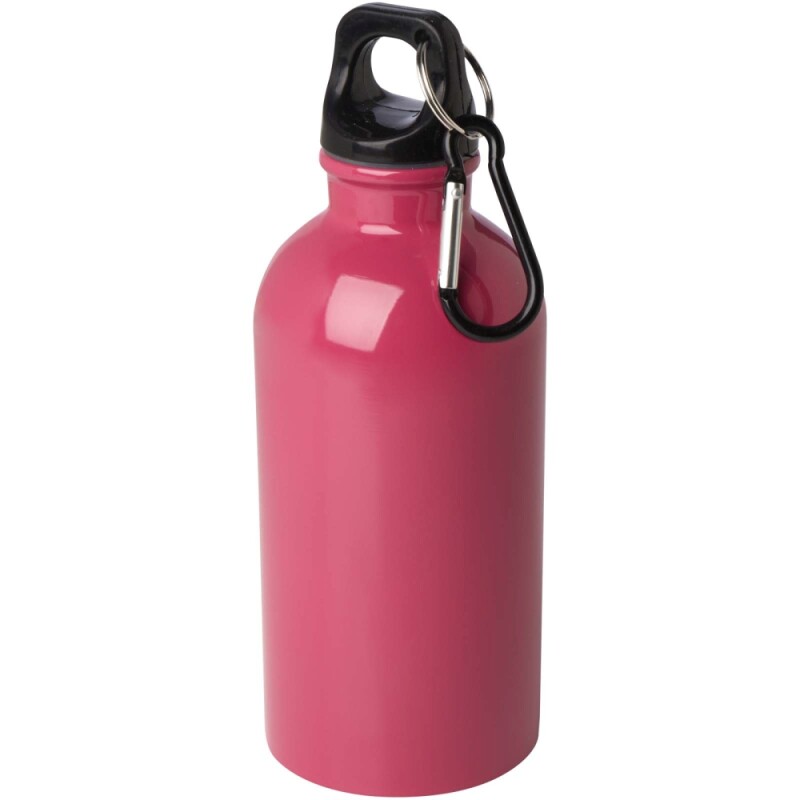 Láhev na vodu z nerezové oceli s karabinou 400ml, růžová