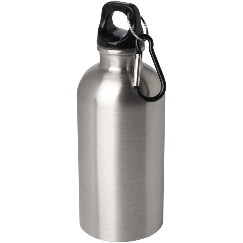Láhev na vodu z nerezové oceli s karabinou 400ml, stříbrný