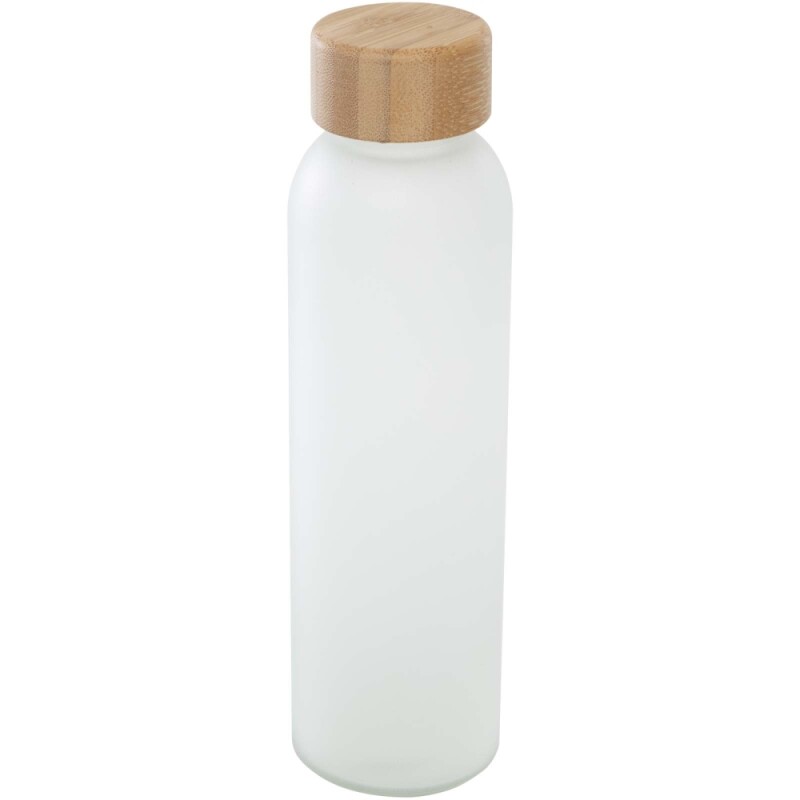 Láhev z matného sodnovápenatého skla s bambusovým víčkem 500 ml, bílá