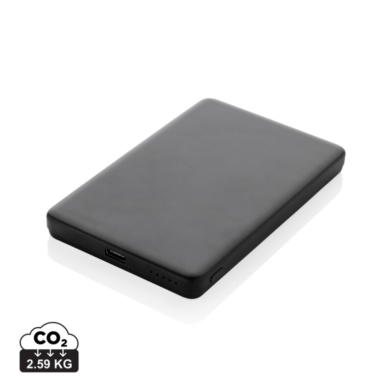 Magnetická powerbanka 5000mAh 5W z RCS hliníku, černá