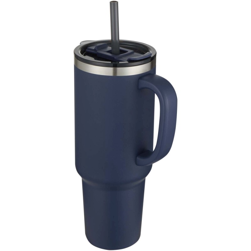 Měděný vakuově izolovaný termohrnek s brčkem a dvojitou stěnou 1200ml, námořní modrá