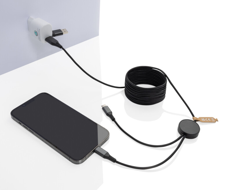 Nabíjecí kabel 4v1 3m z RCS rPET, šedá
