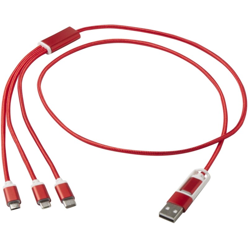 Nabíjecí kabel 5v1 z recyklovaného hliníku, červená