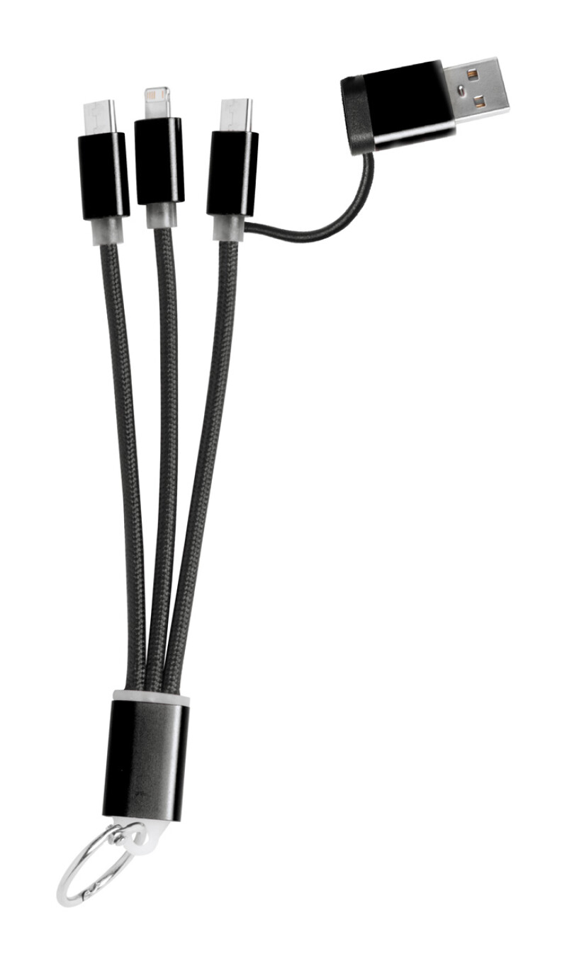 Nabíjecí kabel s kroužkem na klíče, černý