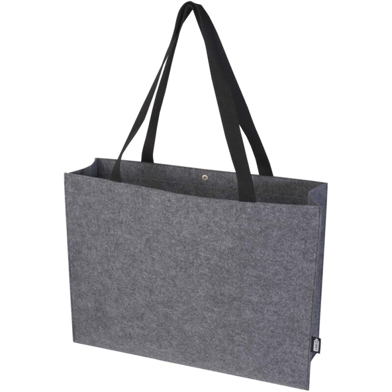 Nákupní taška s klínkem z GRS recyklované plsti, 20 l, šedý melír