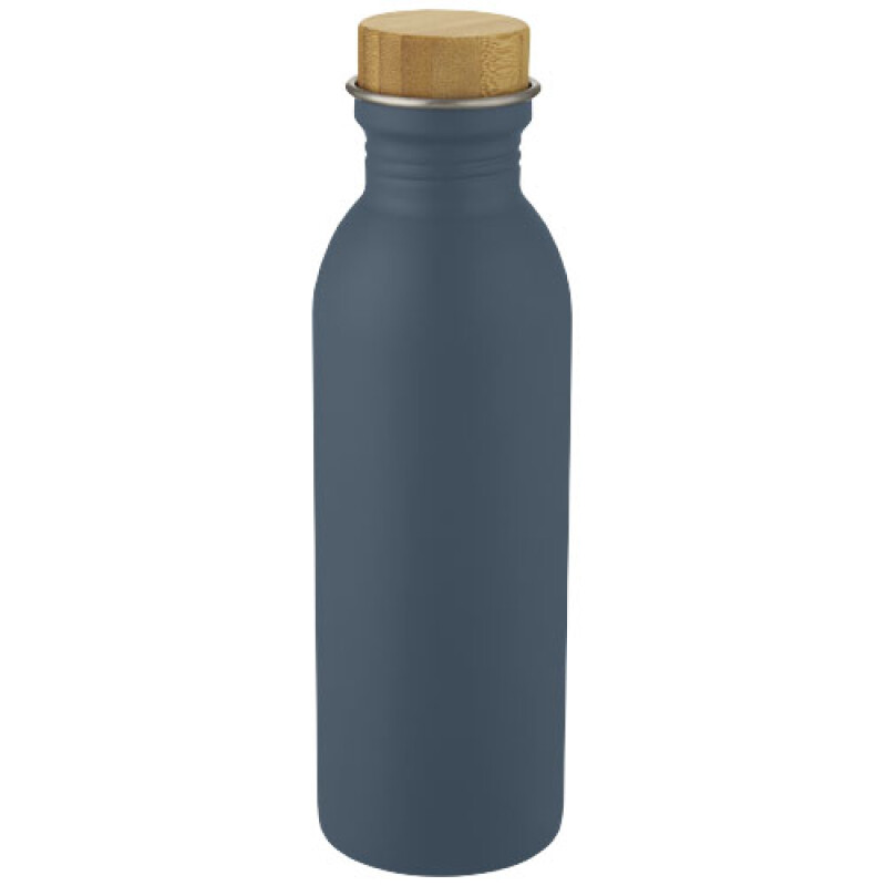 Nerezová láhev na pití s bambusovým víčkem, 650ml, modrá