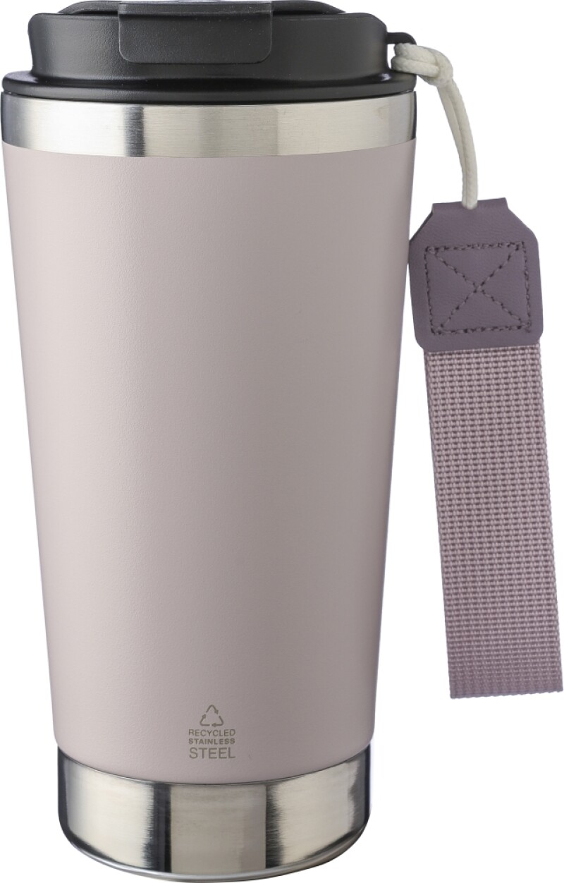 VITERBO Dvoustěnný termohrnek z recyklované nerezové oceli, 500 ml, jemně růžová