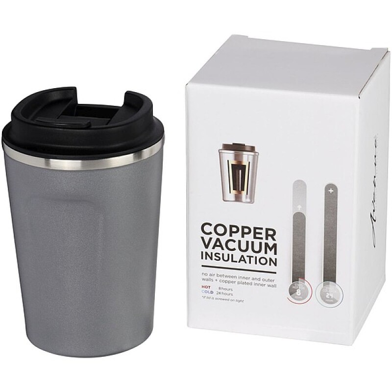 Nerezový vakuový termohrnek s pevným uzávěrem, objem 360 ml, černá
