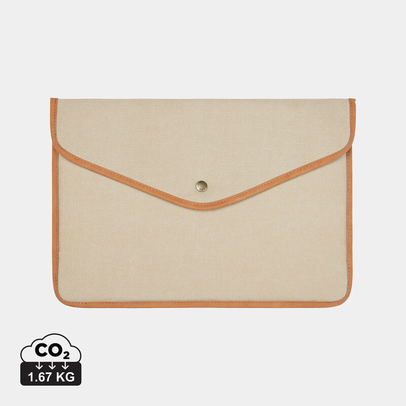 Obal na 14" notebook z recyklovaného plátna, béžová