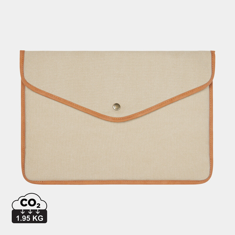 Obal na 16" notebook z recyklovaného plátna, béžová