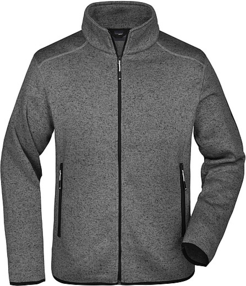 Pánská fleecová bunda James Nicholson knit fleece jacket men, stříbrná/tmavě šedá, vel. M
