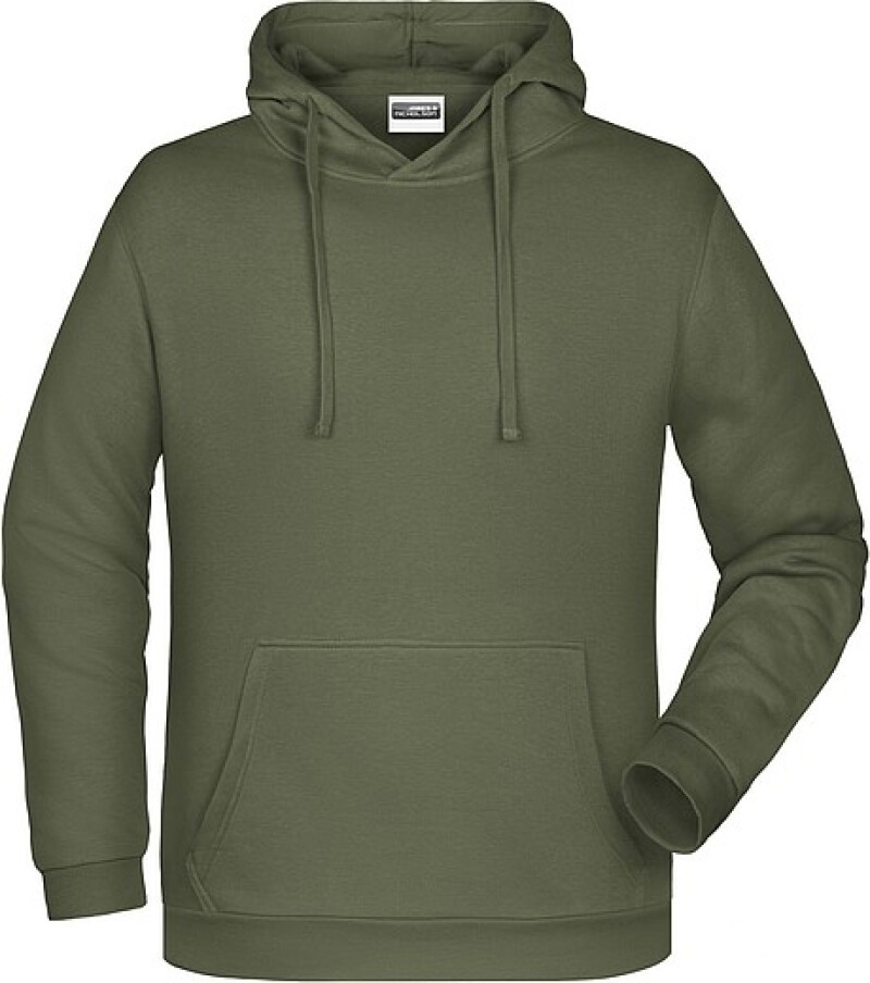 Pánská mikina s kapucí James Nicholson sweat hoodie men, tmavá zelená vojenská, vel. 4XL