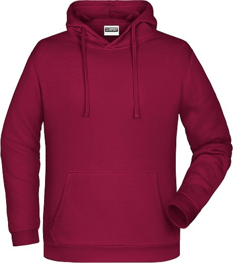 Pánská mikina s kapucí James Nicholson sweat hoodie men, vínová, vel. 5XL