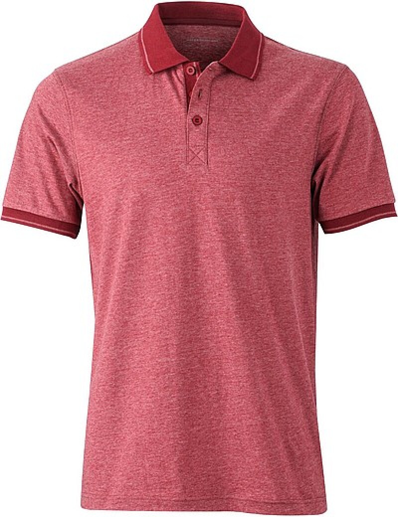 Pánská polokošile James Nicholson polo melange men, červená/ tmavě červená, vel. XL