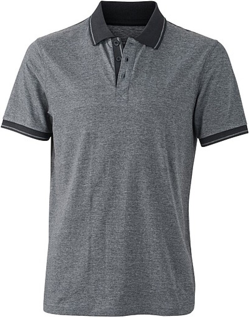 Pánská polokošile James Nicholson polo melange men, šedá/černá, vel. 3XL