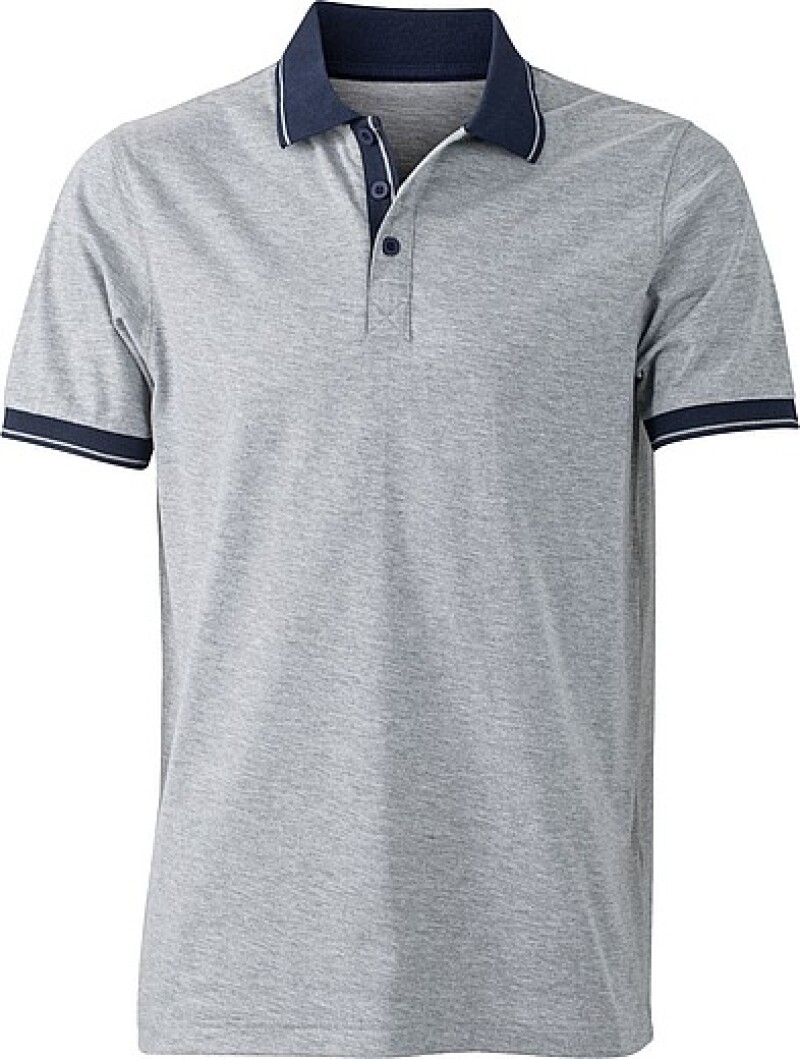 Pánská polokošile James Nicholson polo melange men, šedá/námořní modrá, vel. 3XL