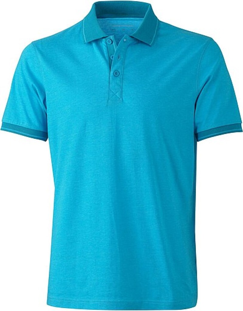 Pánská polokošile James Nicholson polo melange men, tyrkysová/tmavě tyrkysová, vel. XL