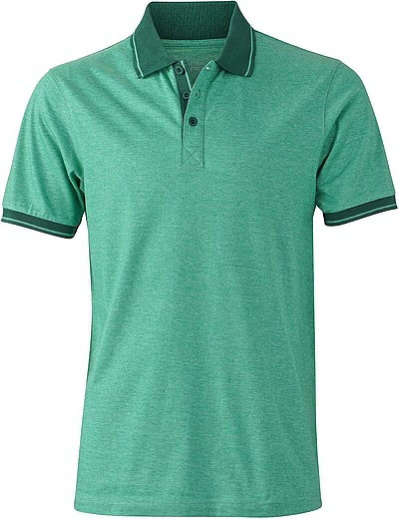Pánská polokošile James Nicholson polo melange men, zelená/tmavě zelená, vel. L