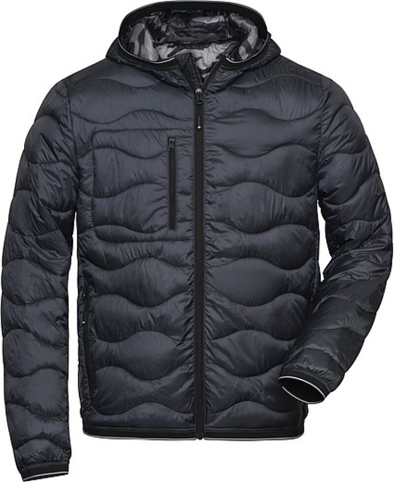 Pánská prošívaná bunda James & Nicholson, šedá/maskáčová, 3XL
